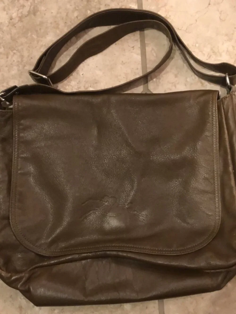 Vintage Longchamp leather flap carryall messenger satchel laptop shoulder bag